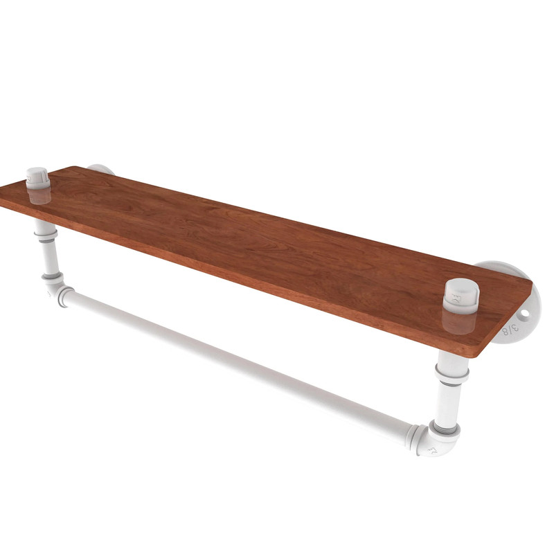 22" Ironwood Shelf with Towel Bar, Matt White Finish